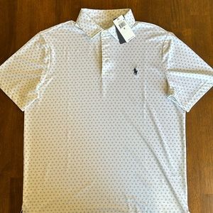 Polo Ralph Lauren Performance Shirt, Horseshoe Print, Classic Fit, White, Size M